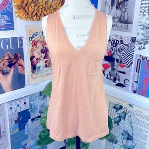 Madewell  Mango/Coral Long Lightweight V-Neck Tank Top sleeveless S